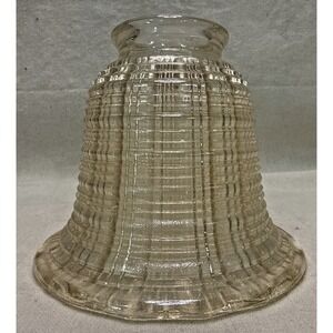 Vintage Clear Glass Ribbed Gridded Shade 2 1/8" Fitter